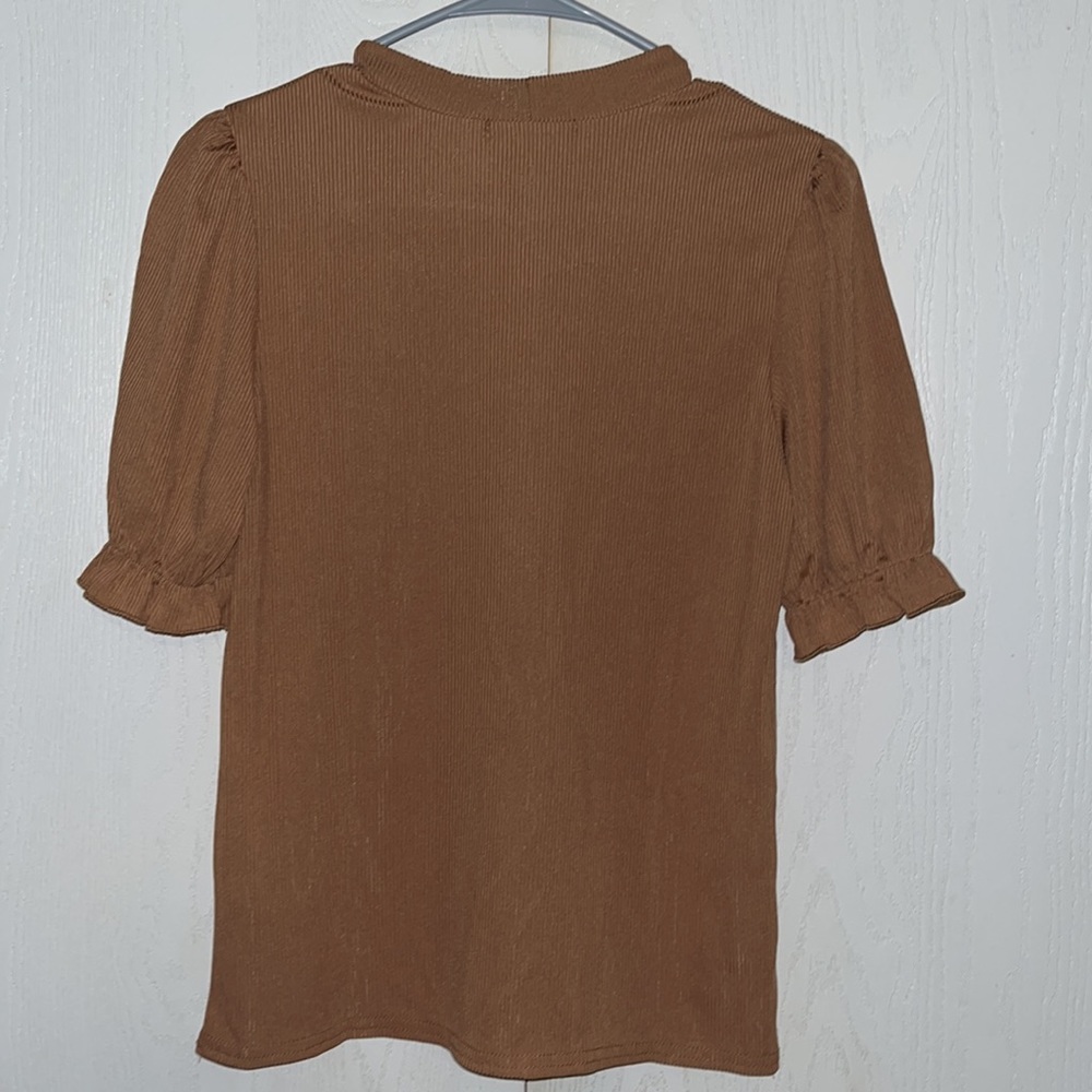 Quiz Camel Ribbed S/S Top - Picture 3 of 6